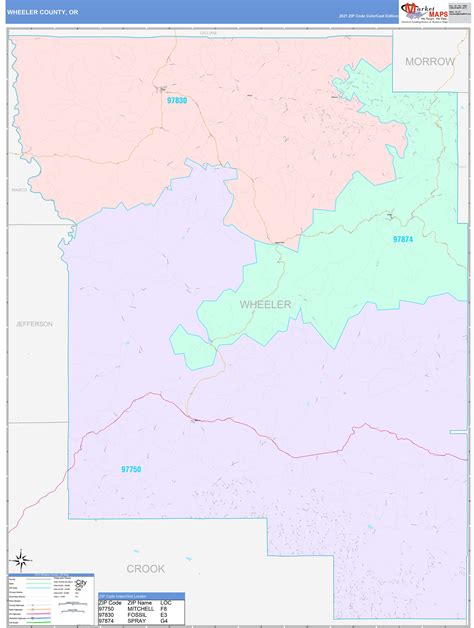 Wheeler County, OR Wall Map Color Cast Style by MarketMAPS