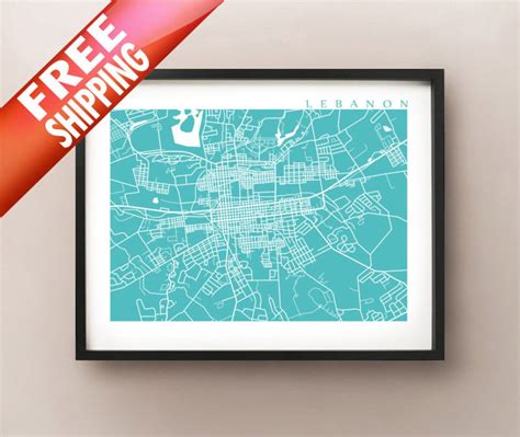 Lebanon, PA Map Pennsylvania Poster - Etsy