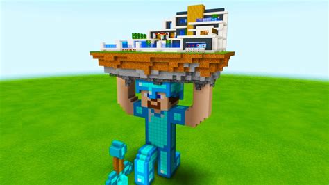 Minecraft: How To Make a Pro Steve Holding up a House Statue Tutorial - YouTube