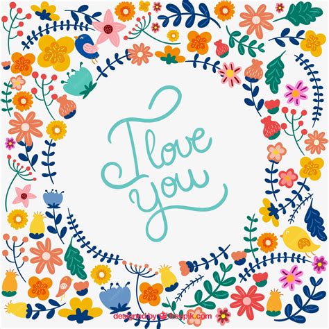 Free Vector | Love card with flowers