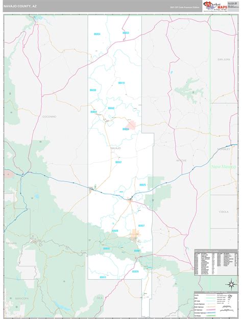 Navajo County, AZ Wall Map Premium Style by MarketMAPS - MapSales