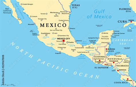 Mesoamerica, political map. Historical region and cultural area in ...