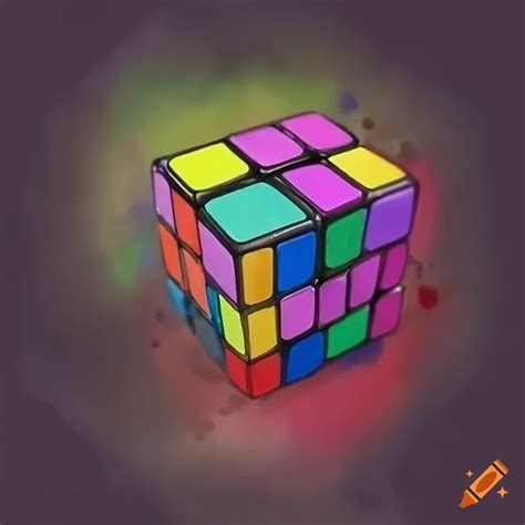 Watercolor painting of a rubik's cube on Craiyon