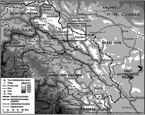 The location of the Siachen glacier showing the physical terrain,... | Download Scientific Diagram