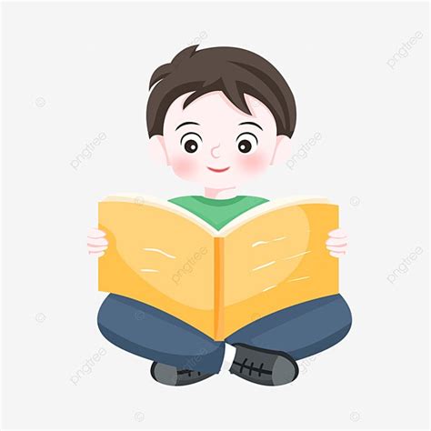 Kid Reading A Book Clipart