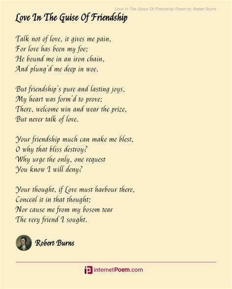 Love In The Guise Of Friendship Poem by Robert Burns