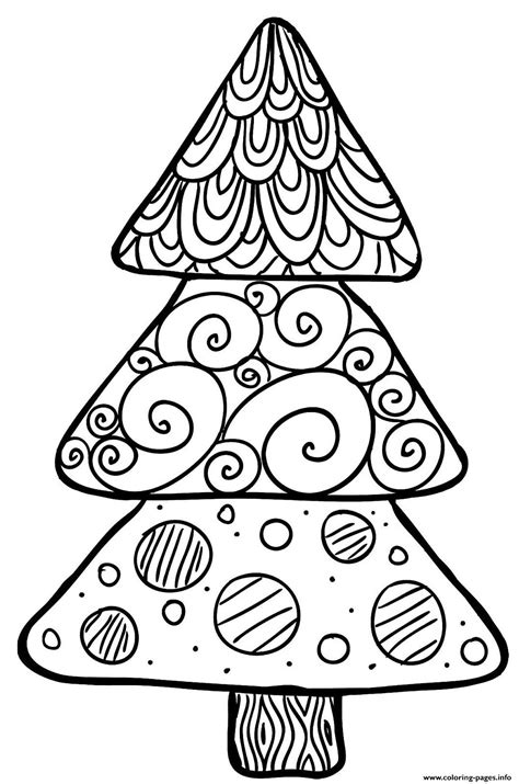 Simple Patterned Xmas Tree Printable Coloring page Printable