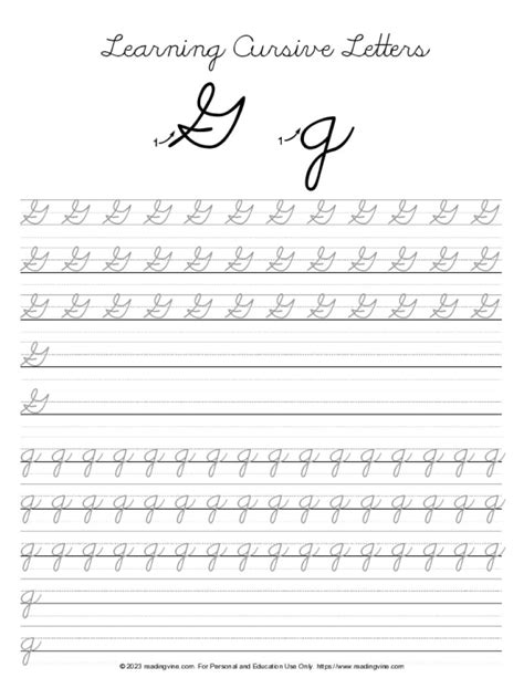 Cursive Writing - Letter G | ReadingVine.com