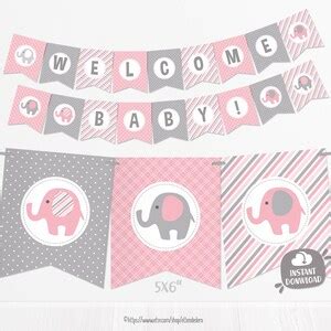 Pink Elephant Baby Shower Banner Girl Baby Banner Pink and - Etsy