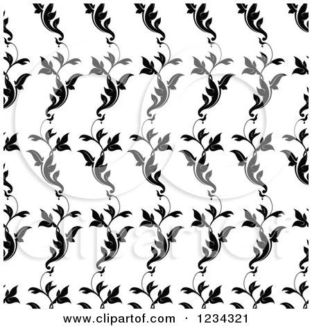 Clipart of a Seamless Black and White Floral Pattern - Royalty Free Vector Illustration by ...
