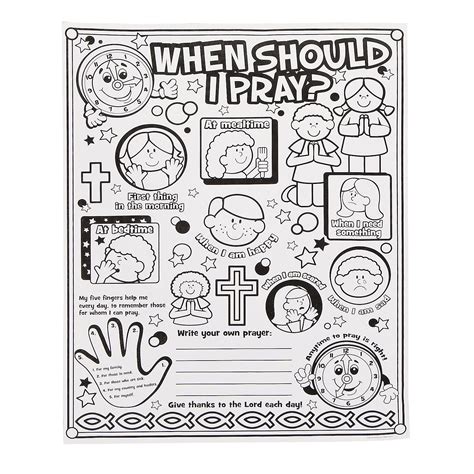 Color Your Own “When Should I Pray?” Posters | Oriental Trading | Childrens church lessons, Kids ...