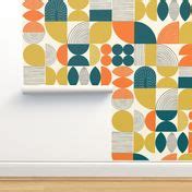 Modern Art Geometric Shapes Wallpaper | Spoonflower