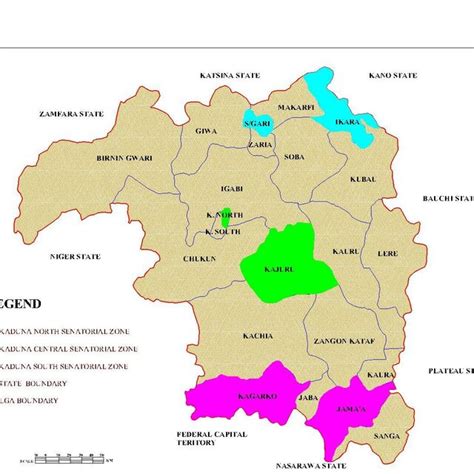 Administrative map of Kaduna State showing the study areas (Source ...