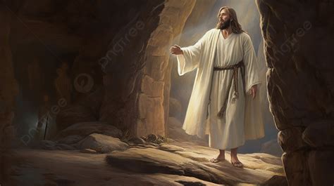 Jesus Standing In A Cave Background, Lds Picture Of Jesus Resurrection ...