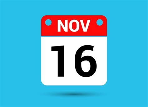 Premium Vector | November 16 calendar date flat icon day 16 vector illustration