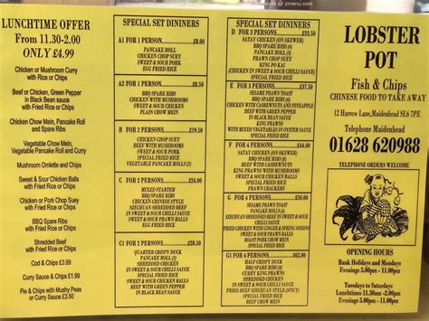 Menu at Lobster Pot fast food, Maidenhead