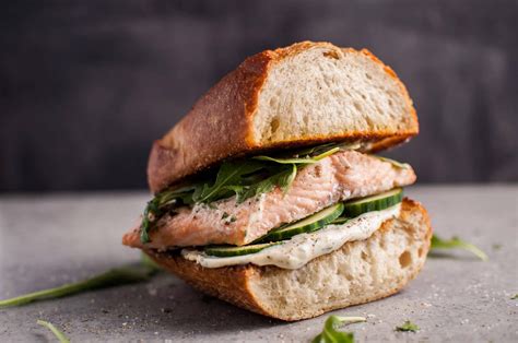 Easy Baked Salmon Sandwich with Zesty Lemon Mayo and Arugula • Salt & Lavender