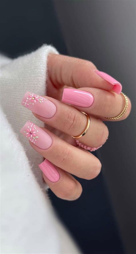 30 Playful Pink Nail Art Designs For Every Occasion : Light Pink Floral ...