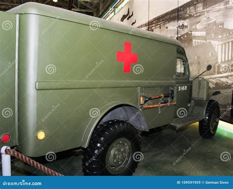 Medical military vehicle. editorial stock image. Image of museum - 109591959