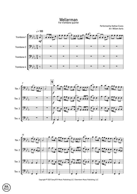 Wellerman (arr. Willem Aarts) Sheet Music | Nathan Evans | Brass Ensemble