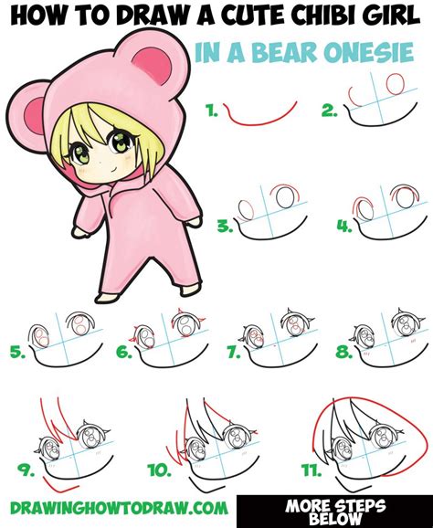 Learn How to Draw a Cute Chibi Girl Dressed in a Hooded Bear Onesie ...