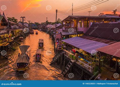 Amphawa District,Samut Songkhram Province,Thailand on April 12,2019:Amphawa Floating Market with ...