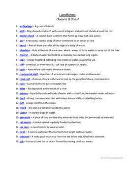 Geography Terms - 100 Terms & Definitions by The Harstad Collection