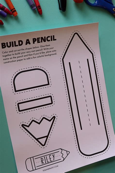 Free Printable Build a Pencil Craft - Pjs and Paint