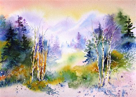 Donna L. Martin Fine Art: Watercolor Landscape Painting, "Aspen Morning", by International Wa ...