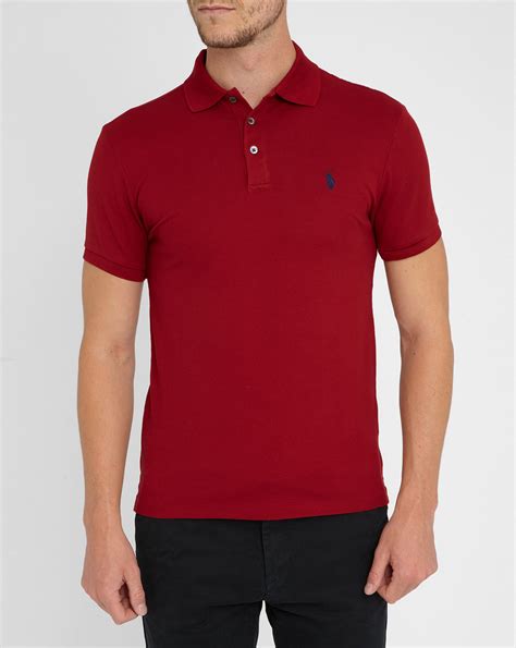 Polo ralph lauren Red Stretch Polo Shirt in Red for Men | Lyst