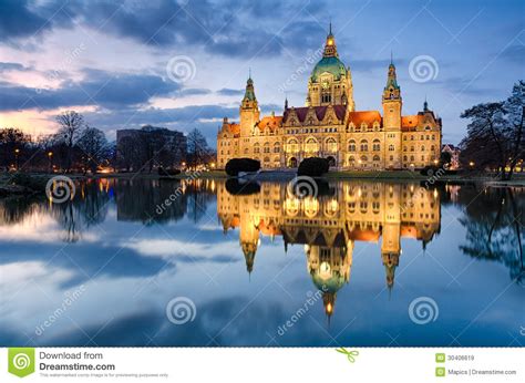 City Hall of Hannover, Germany by Night Stock Image - Image of clouds ...