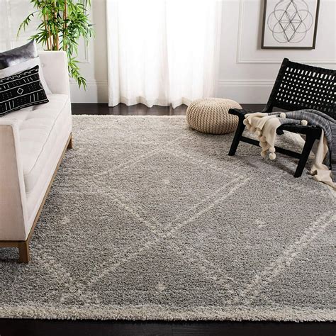 Safavieh Arizona Shag Collection Area Rug, 8' x 10', Grey/Ivory ...