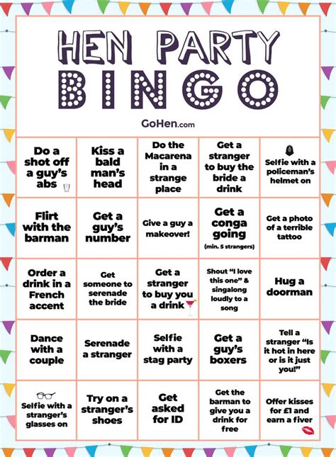 Free printable hen party bingo! | Bachelorette party ideas girl night ...