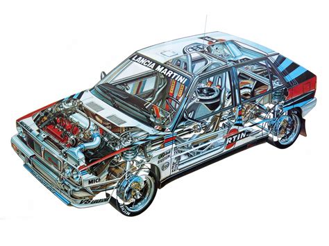 Lancia Delta HF Integrale Cutaway Drawing in High quality