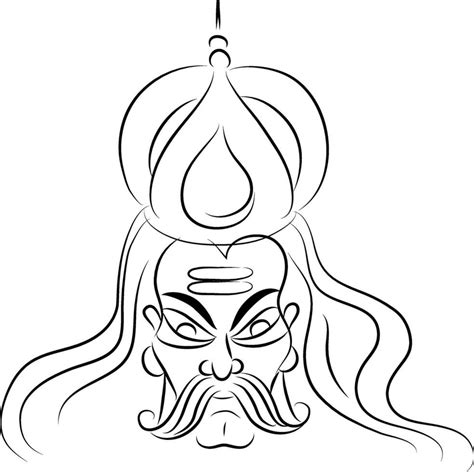 Line art sketch of Ravana for Dussehra concept. 24947067 Vector Art at ...