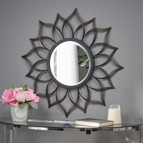 Noble House Angie Floral Metal Modern Contemporary Wall Mirror Decor ...