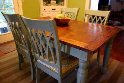 A Blue Farmhouse Dining Table | Kitchen table makeover, Farmhouse dining table, Farmhouse dining