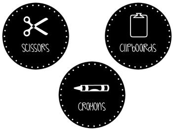 Black & White Classroom Supply Labels by missumukoro | TpT