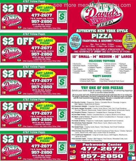 Online Menu of Davids Pizza Restaurant, Stockton, California, 95209 - Zmenu