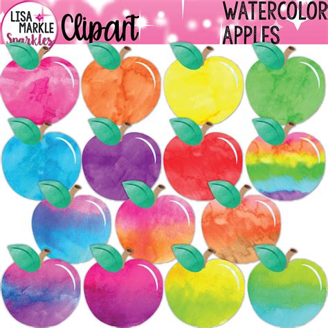 Apple Clipart Watercolor Apple Clipart - Etsy