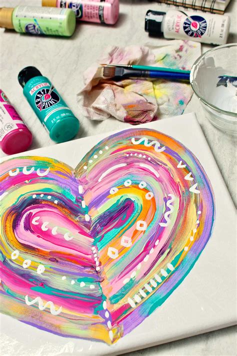 DIY Easy Abstract Heart Painting - Welcome To Nana's