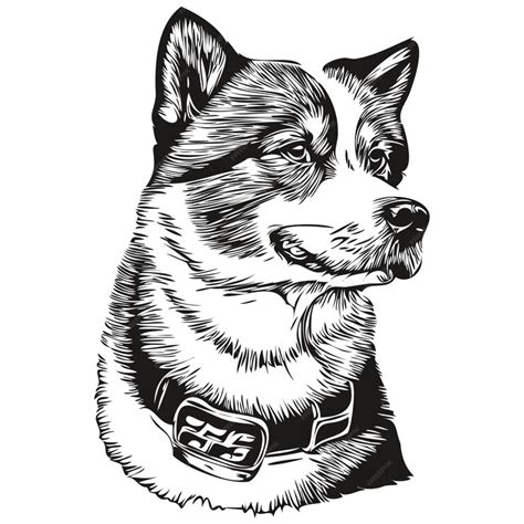 Premium Vector | Akita dog black drawing vector isolated face painting sketch line illustration ...