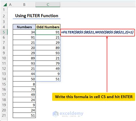 How to Separate Odd and Even Numbers in Excel - 6 Methods