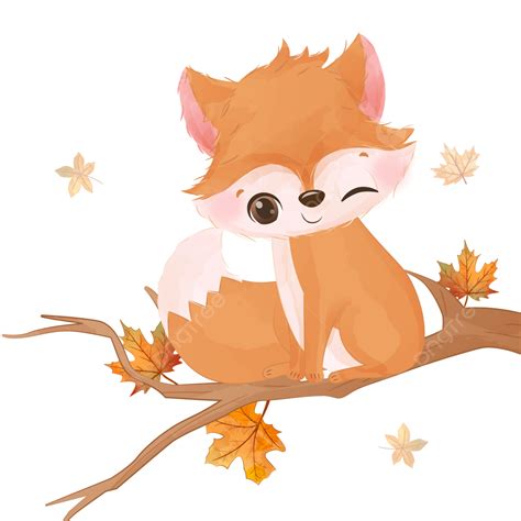 Autumn Fox Vector Art PNG, Autumn Series Little Fox Illustration ...