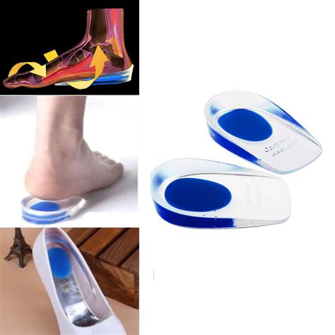 2Pc Silicone Gel Soft Insoles for heel spur and pain Feet Cushion Foot ...