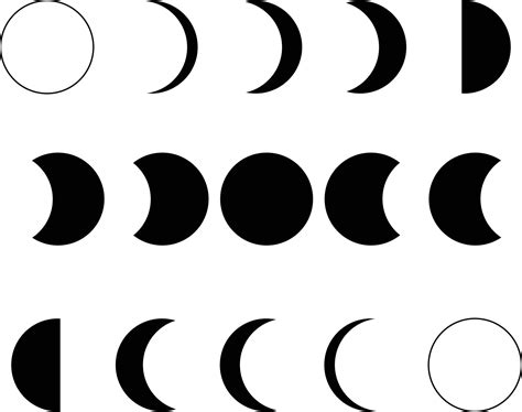 Moon Phases Black icon on white background. Lunar Phases sign. The sun ...