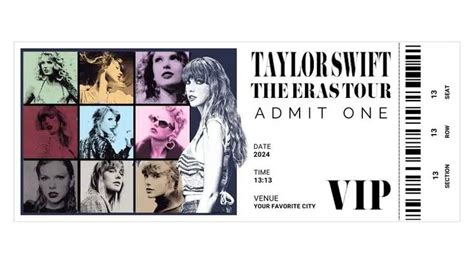 Taylor Swift The Eras Tour Tickets (Editable in Canva) | Taylor swift ...