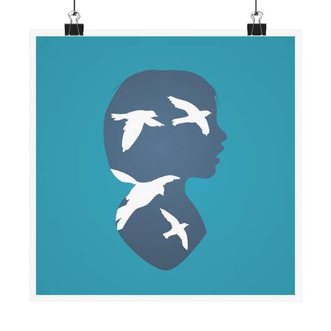 Girl with White Birds Premium Matte Square poster | Ballyhoo Art Posters