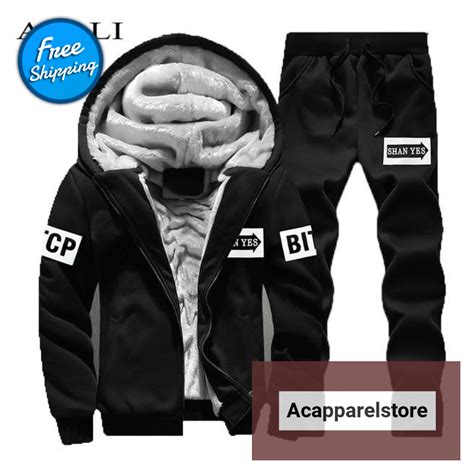 Men's Sporting Fleece Thick Hooded Brand-Clothing Casual Track Suit | Jacke mit fellkapuze ...