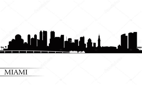 Miami city skyline silhouette background — Stock Vector © ray_of_light ...